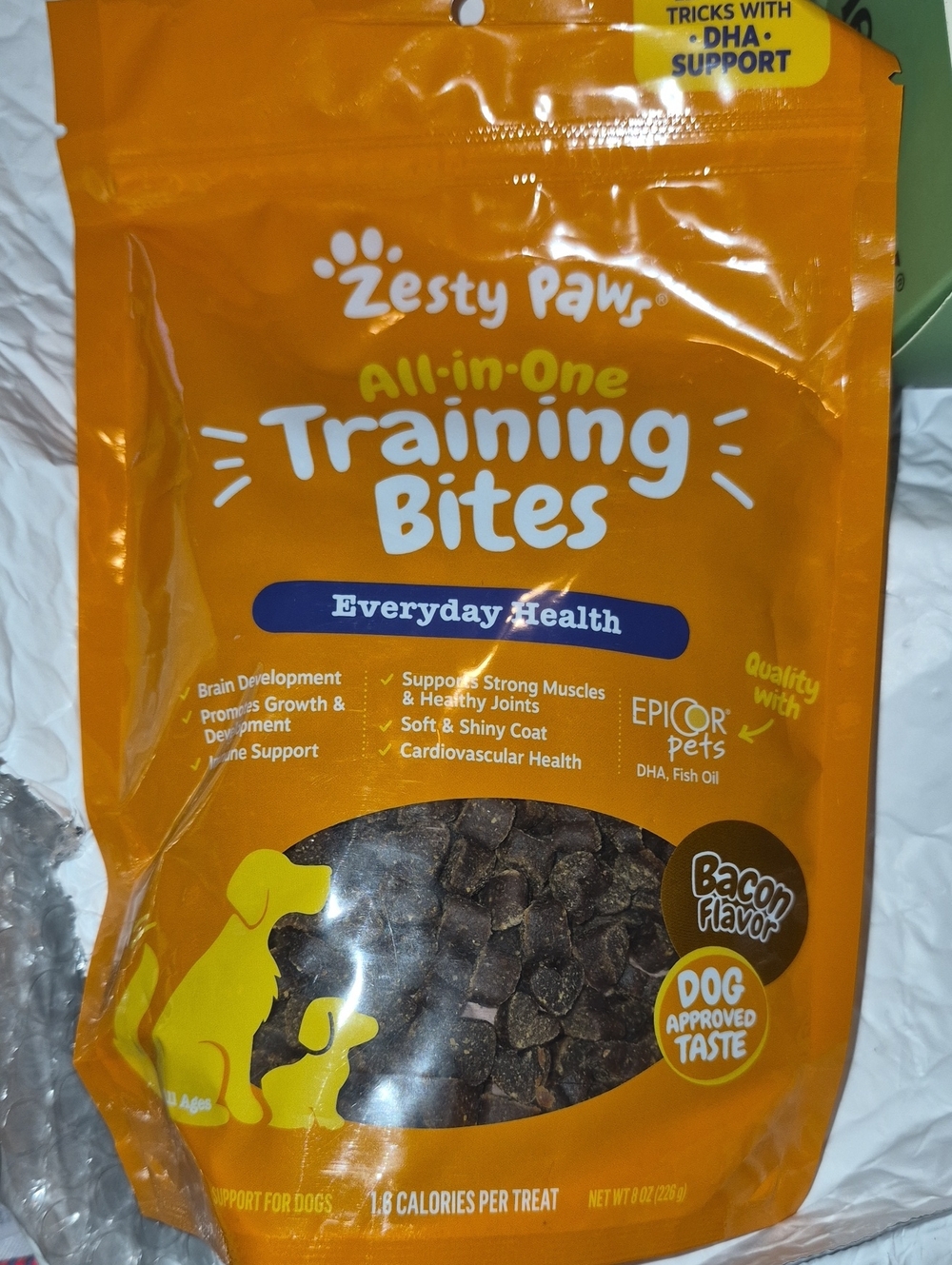 Zesty Paws Orange Training Bites - Bacon Flavor New